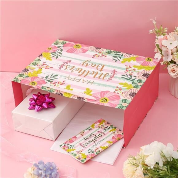 Pink Large Mother's Day Gift Bag with Card and Tissue Paper for Mom Grandma Bags - Picture 6 of 7
